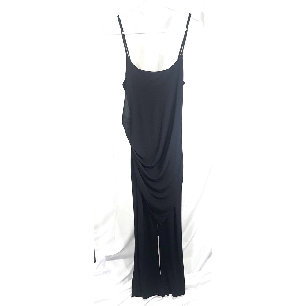 Newport News Black Jumpsuit Drape Overlay Evening Party Petite 8P